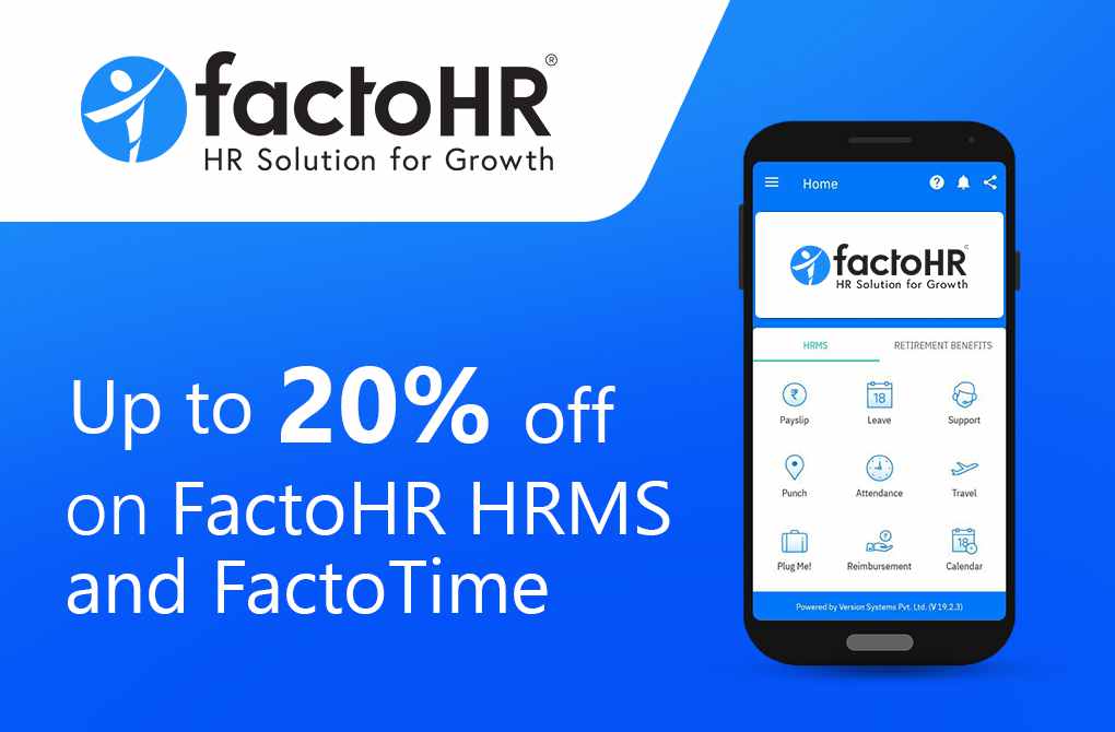 Up to 20% off on FactoHR HRMS and FactoTime