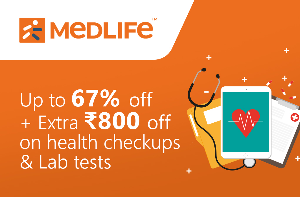 Up to 67% off + Extra Rs.100 off on health checkups & lab tests