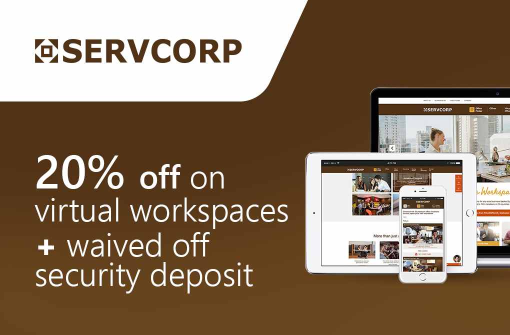 Up to 20% off + Waiver of security deposit on Workspaces